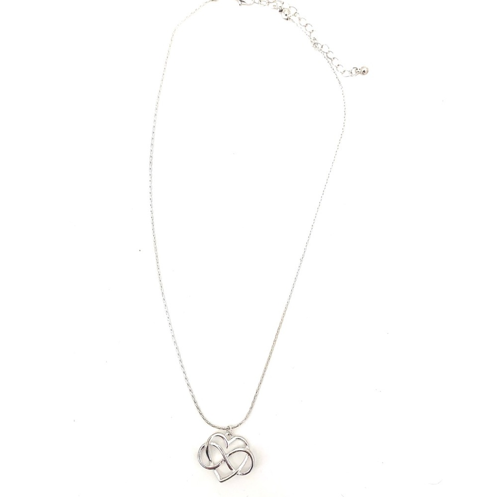 4/$25 Charter Club Infinity Heart Necklace Silver - Picture 1 of 3